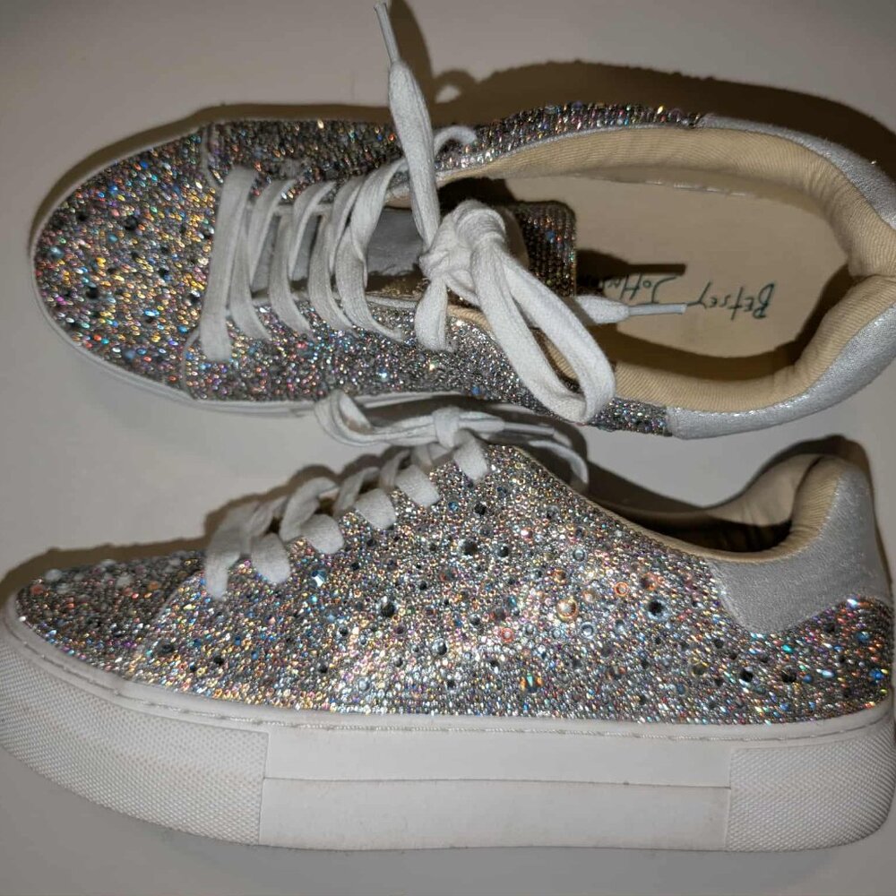 Betsy Johnson x David’s Bridal Rhinestone Glitter Sneakers – Size 9